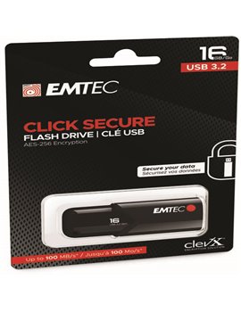 Pen Drive B120 Click Secure Emtec - USB 3.2 - 16 GB - ECMMD16GB123 (Nero)