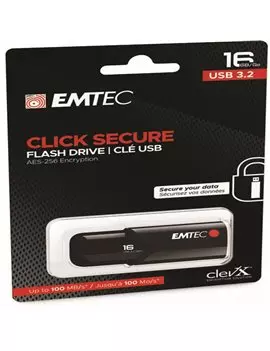 Pen Drive B120 Click Secure Emtec - USB 3.2 - 16 GB - ECMMD16GB123 (Nero)
