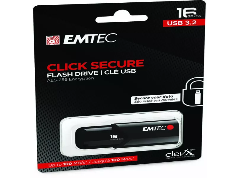 Pen Drive B120 Click Secure Emtec - USB 3.2 - 16 GB - ECMMD16GB123 (Nero) Pen Drive B120 Click Secure Emtec - USB 3.2 - 16 GB - ECMMD16GB123 (Nero)