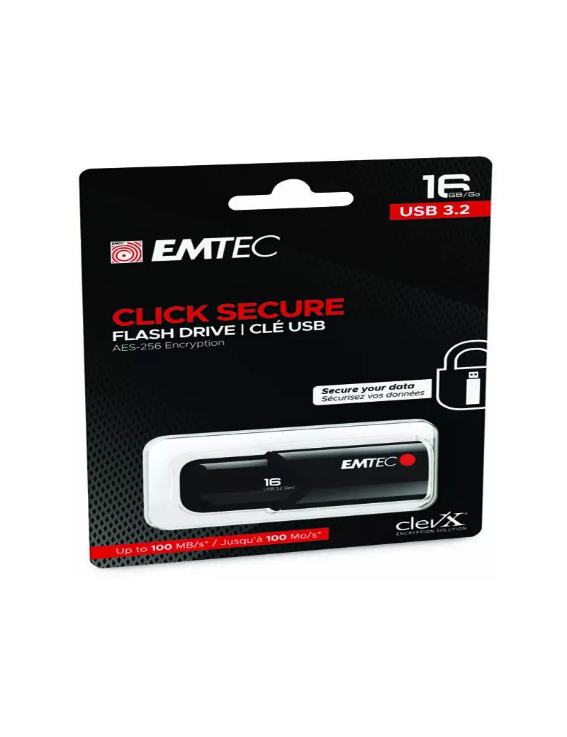 Pen Drive B120 Click Secure Emtec - USB 3.2 - 16 GB - ECMMD16GB123 (Nero)
