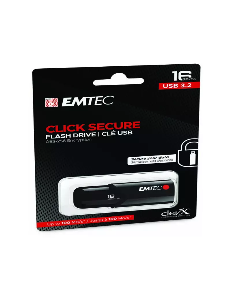 Pen Drive B120 Click Secure Emtec - USB 3.2 - 16 GB - ECMMD16GB123 (Nero) Pen Drive B120 Click Secure Emtec - USB 3.2 - 16 GB - ECMMD16GB123 (Nero)