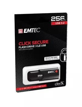 Pen Drive B120 Click Secure Emtec - USB 3.2 - 256 GB - ECMMD256GB123 (Nero)