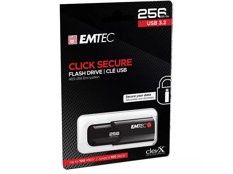 Pen Drive B120 Click Secure Emtec - USB 3.2 - 256 GB - ECMMD256GB123 (Nero)