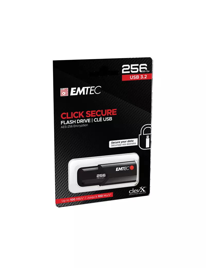 Pen Drive B120 Click Secure Emtec - USB 3.2 - 256 GB - ECMMD256GB123 (Nero)