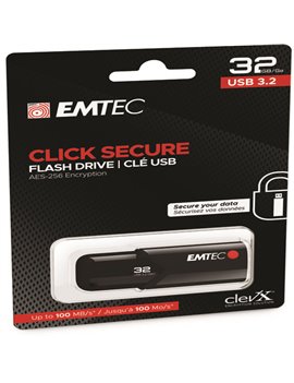 Pen Drive B120 Click Secure Emtec - USB 3.2 - 32 GB - ECMMD32GB123 (Nero)