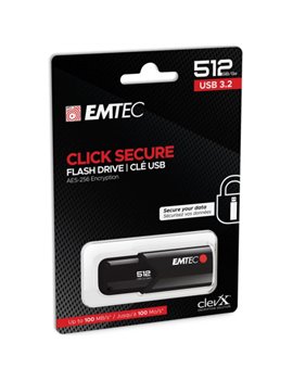 Pen Drive B120 Click Secure Emtec - USB 3.2 - 512 GB - ECMMD256GB123 (Nero)