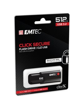 Pen Drive B120 Click Secure Emtec - USB 3.2 - 512 GB - ECMMD256GB123 (Nero)