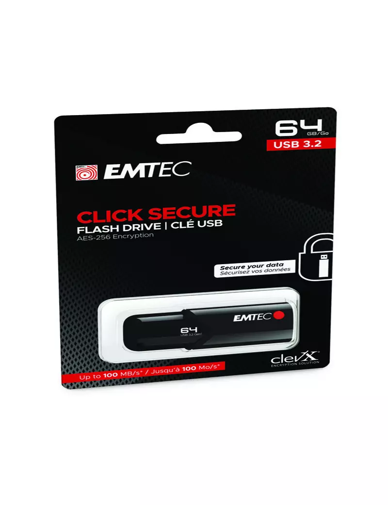 Pen Drive B120 Click Secure Emtec - USB 3.2 - 64 GB - ECMMD64GB123 (Nero) Pen Drive B120 Click Secure Emtec - USB 3.2 - 64 GB - ECMMD64GB123 (Nero)