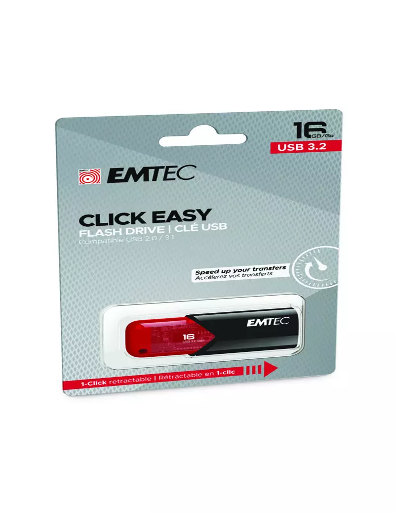 Pen Drive B110 Click Easy Emtec - USB 3.2 - 16 GB - ECMMD16GB113 (Rosso) Pen Drive B110 Click Easy Emtec - USB 3.2 - 16 GB - ECMMD16GB113 (Rosso)