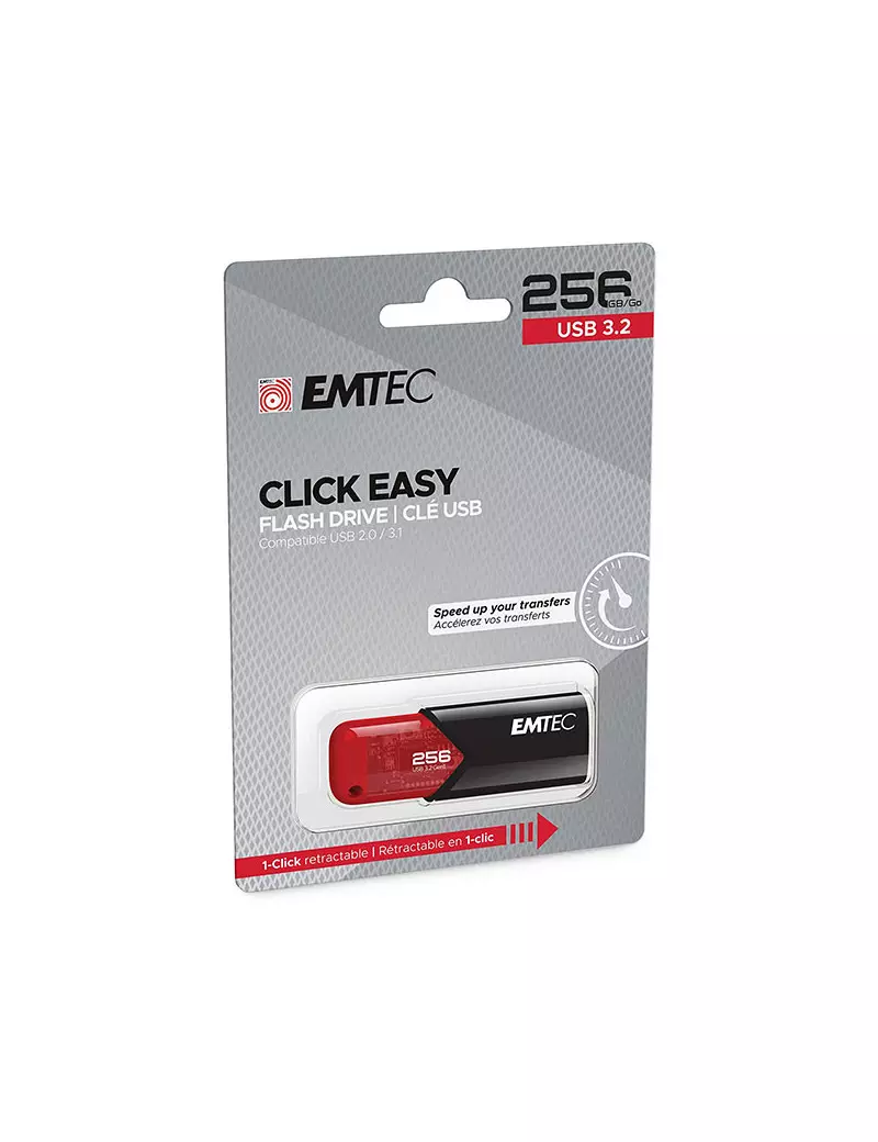 Pen Drive B110 Click Easy Emtec - USB 3.2 - 256 GB - ECMMD256GB113 (Rosso)