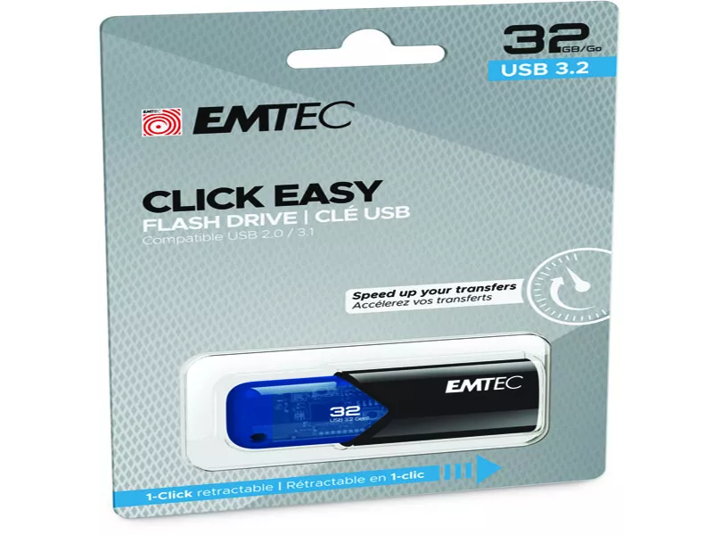 Pen Drive B110 Click Easy Emtec - USB 3.2 - 32 GB - ECMMD32GB113 (Rosso)