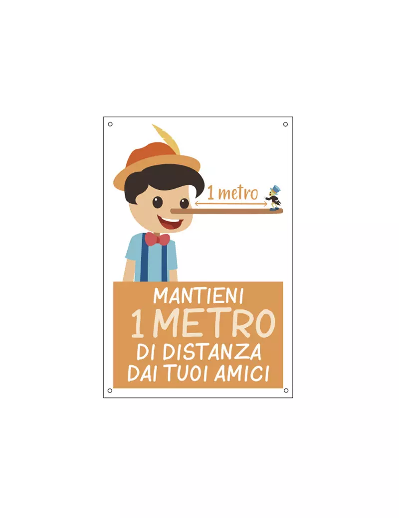 Cartello di Comunicazione - Mantieni 1 Metro di Distanza dai Tuoi Amici - 300x200 mm - 35551