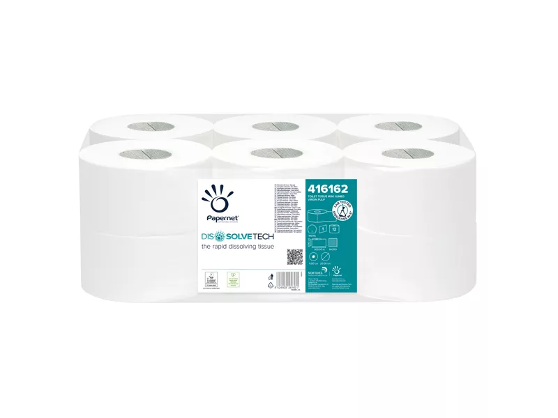 Carta Igienica Dissolvetech Papernet - Mini Jumbo - 1 Velo - 405 Strappi - 416162 (Conf. 12) Carta Igienica Dissolvetech Papernet - Mini Jumbo - 1 Velo - 405 Strappi - 416162 (Conf. 12)