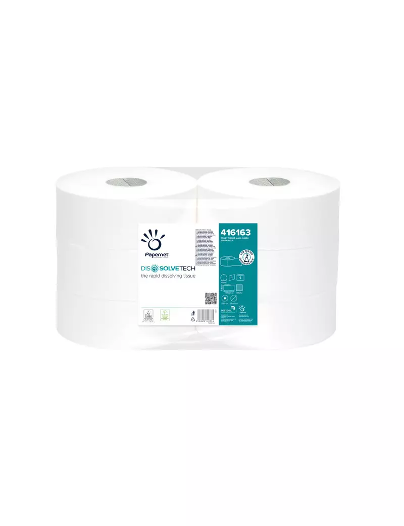 Carta Igienica Dissolvetech Papernet - Maxi Jumbo - 1 Velo - 416163 (Conf. 6) Carta Igienica Dissolvetech Papernet - Maxi Jumbo - 1 Velo - 416163 (Conf. 6)