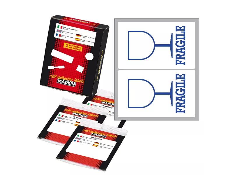 Etichette Adesive Markin - A4 - 115x70 mm - 10060 (Fragile Blu Conf. 10) Etichette Adesive Markin - A4 - 115x70 mm - 10060 (Fragile Blu Conf. 10)