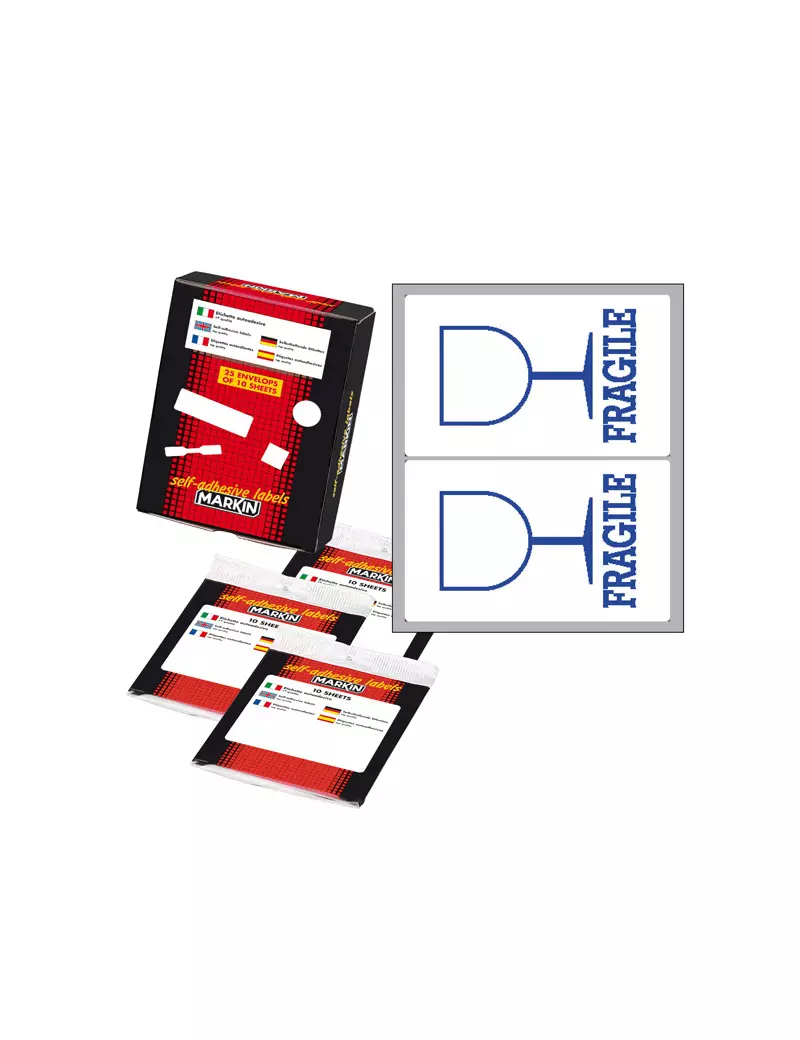 Etichette Adesive Markin - A4 - 115x70 mm - 10060 (Fragile Blu Conf. 10) Etichette Adesive Markin - A4 - 115x70 mm - 10060 (Fragile Blu Conf. 10)