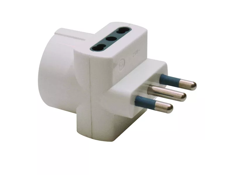 Adattatore di Rete Triplo MKC - Spina 10A - 1 Prese 10A, 1 Schuko - 492518066 (Bianco)