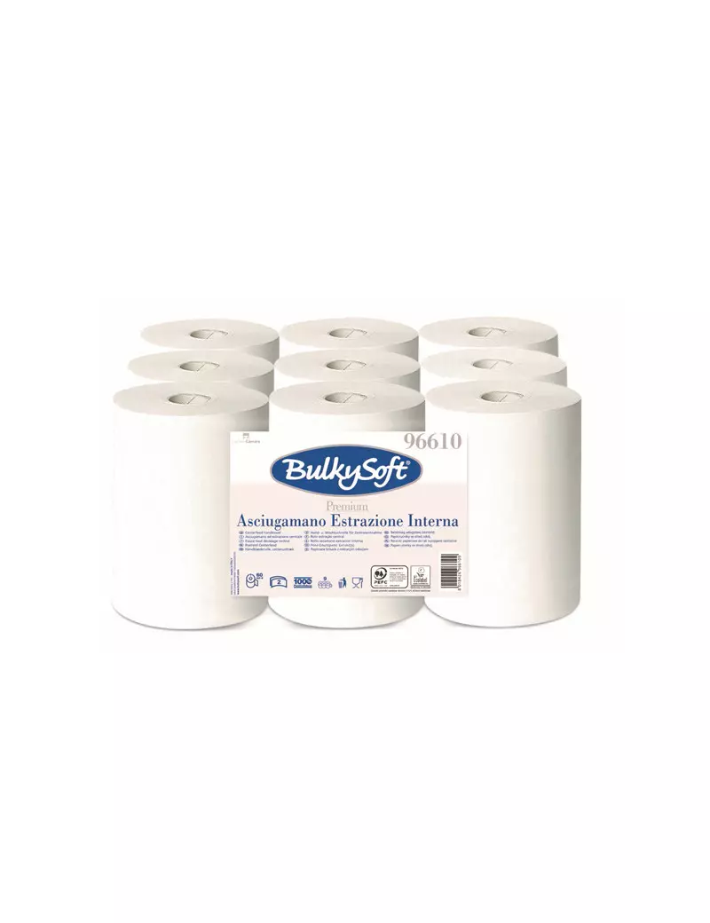 Asciugamani in Rotolo Premium Bulky Soft - 2 Veli - 200 Strappi - 96610.E21 (Bianco Conf. 9) Asciugamani in Rotolo Premium Bulky Soft - 2 Veli - 200 Strappi - 96610.E21 (Bianco Conf. 9)