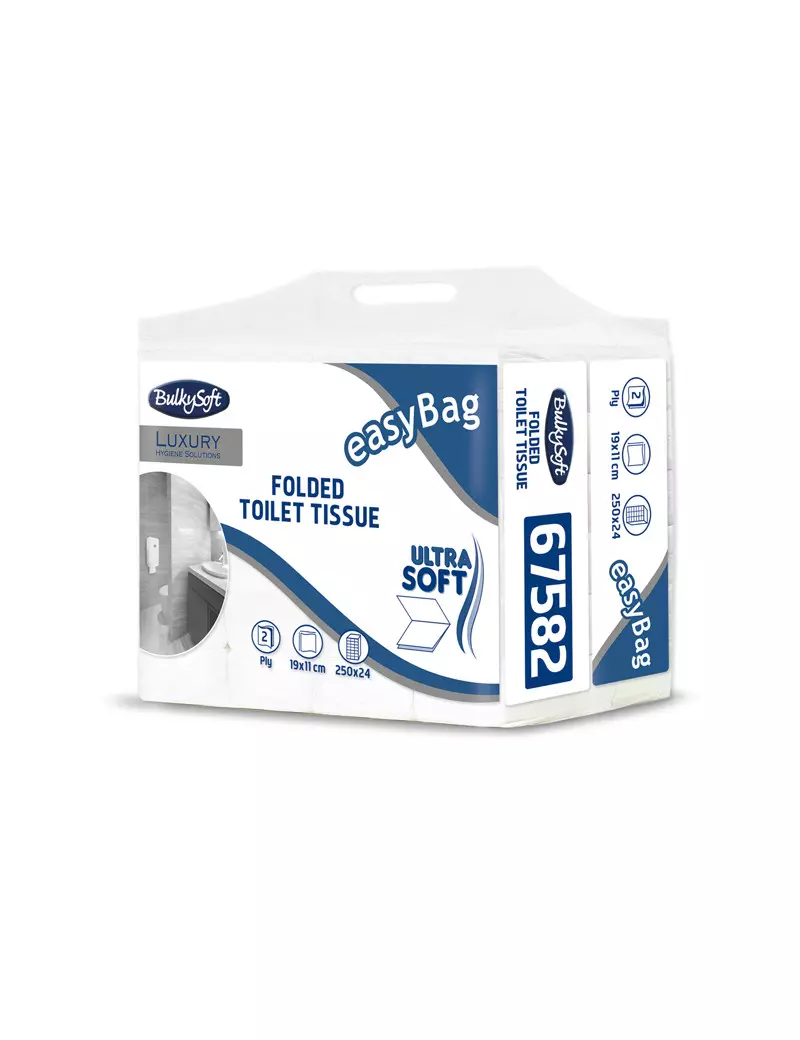 Carta Igienica Interfogliata Excellence Easy Bag Bulky Soft - 2 Veli - 250 Strappi - 67582 (Bianco Conf. 24)