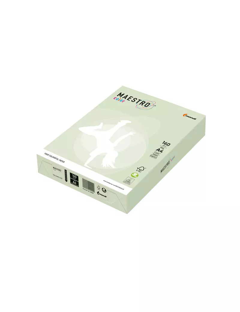 Carta Colorata Maestro Color Mondi - A4 - 160 g - 7212 (Verde Tenue Conf. 250) Carta Colorata Maestro Color Mondi - A4 - 160 g - 7212 (Verde Tenue Conf. 250)