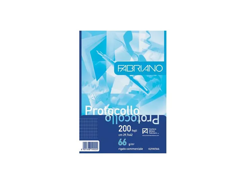 Fogli Protocollo Fabriano - Rigato Commerciale - 02910560 (Conf. 200)