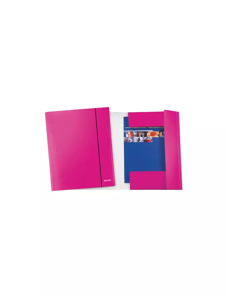 Cartella 3 Lembi con Elastico WoW Leitz - 39830023 (Fucsia Metallizzato Conf. 5)