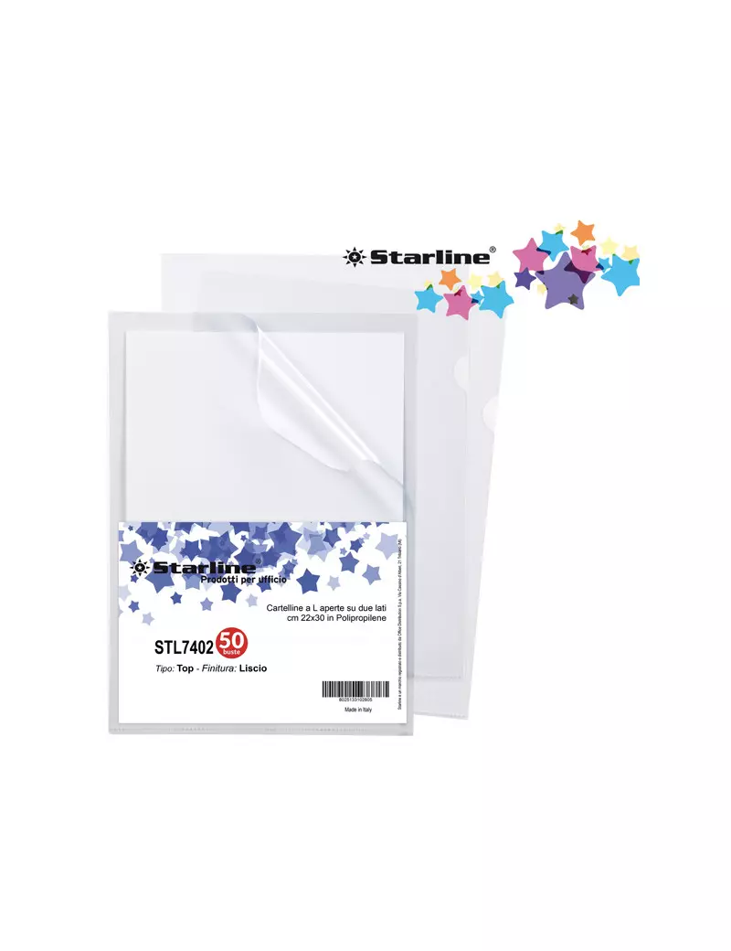 Cartellina a L in PPL Top Starline - 22x30 cm - Liscia Alto Spessore - 662319STL (Trasparente Conf. 50) Cartellina a L in PPL Top Starline - 22x30 cm - Liscia Alto Spessore - 662319STL (Trasparente Conf. 50)