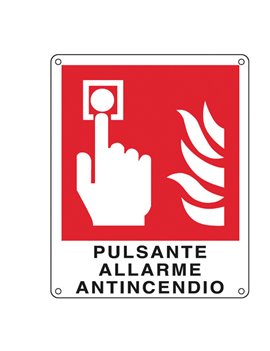 Cartello di Segnalazione - Pulsante Allarme Antincendio - 120x145 mm - E20174K (Rosso)