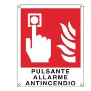 Cartello di Segnalazione - Pulsante Allarme Antincendio - 120x145 mm - E20174K (Rosso)