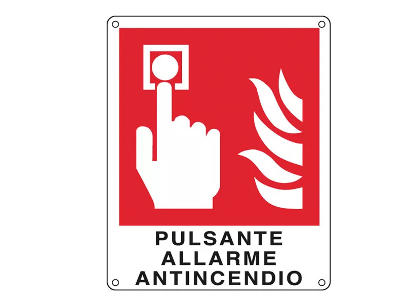 Cartello di Segnalazione - Pulsante Allarme Antincendio - 120x145 mm - E20174K (Rosso) Cartello di Segnalazione - Pulsante Allarme Antincendio - 120x145 mm - E20174K (Rosso)
