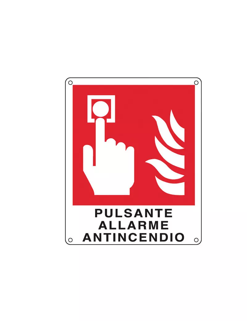 Cartello di Segnalazione - Pulsante Allarme Antincendio - 120x145 mm - E20174K (Rosso)