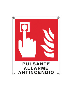 Cartello di Segnalazione - Pulsante Allarme Antincendio - 120x145 mm - E20174K (Rosso)