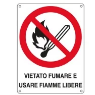 Cartello di Divieto - Vietato Fumare e Usare Fiamme Libere - 166x233 mm - E620501W (Rosso e Bianco)