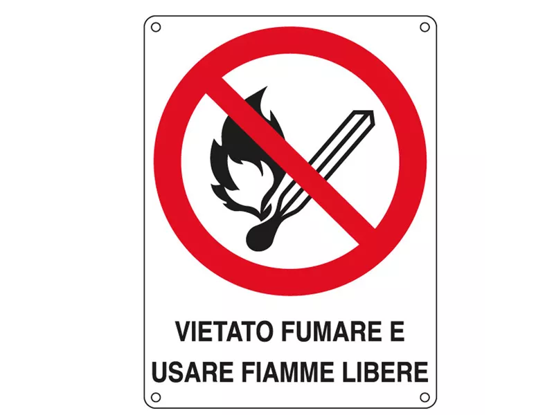Cartello di Divieto - Vietato Fumare e Usare Fiamme Libere - 166x233 mm - E620501W (Rosso e Bianco) Cartello di Divieto - Vietato Fumare e Usare Fiamme Libere - 166x233 mm - E620501W (Rosso e Bianco)