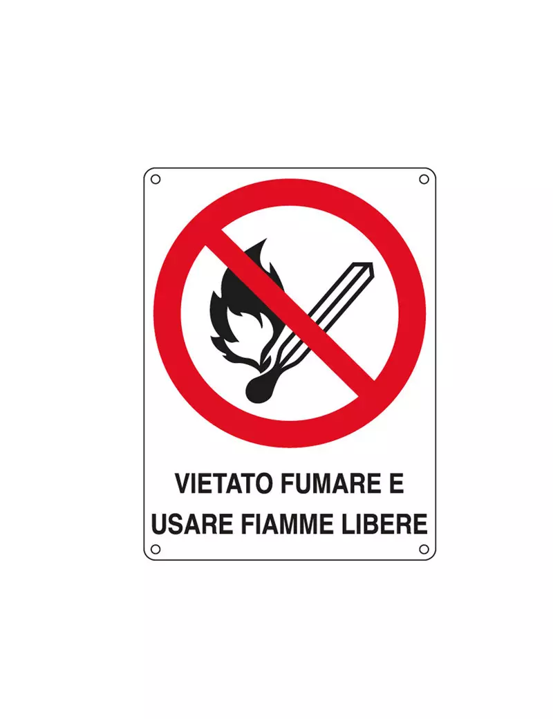 Cartello di Divieto - Vietato Fumare e Usare Fiamme Libere - 166x233 mm - E620501W (Rosso e Bianco)