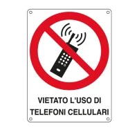 Cartello di Divieto - Vietato L'Uso di Telefoni Cellulari - 166x233 mm - E623801W (Rosso e Bianco)
