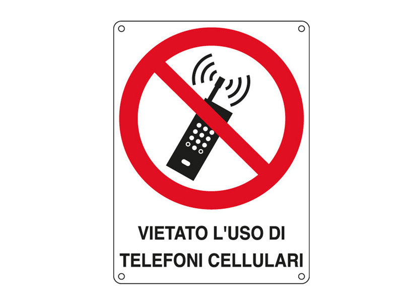Cartello di Divieto - Vietato L'Uso di Telefoni Cellulari - 166x233 mm - E623801W (Rosso e Bianco) Cartello di Divieto - Vietato L'Uso di Telefoni Cellulari - 166x233 mm - E623801W (Rosso e Bianco)