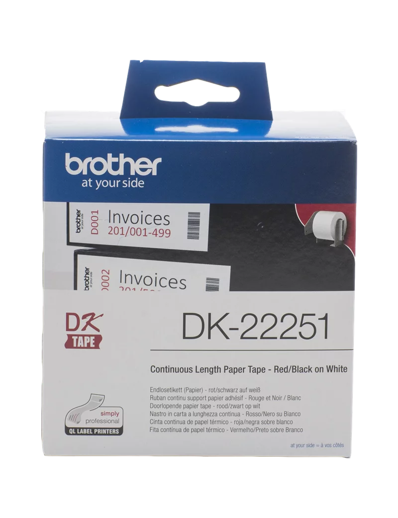 Nastro Originale Brother DK-22205 - 62 mm x 30,48 m - Carta (Rosso su Bianco) Nastro Originale Brother DK-22205 - 62 mm x 30,48 m - Carta (Rosso su Bianco)