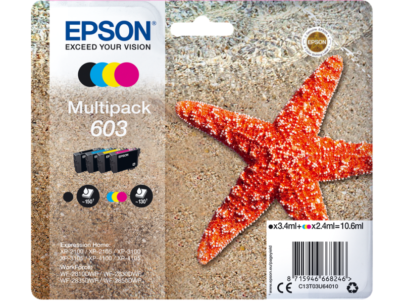 Mulltipack Cartucce Originali Epson T03U640 603 (Nero e Colori Conf. 4) Mulltipack Cartucce Originali Epson T03U640 603 (Nero e Colori Conf. 4)