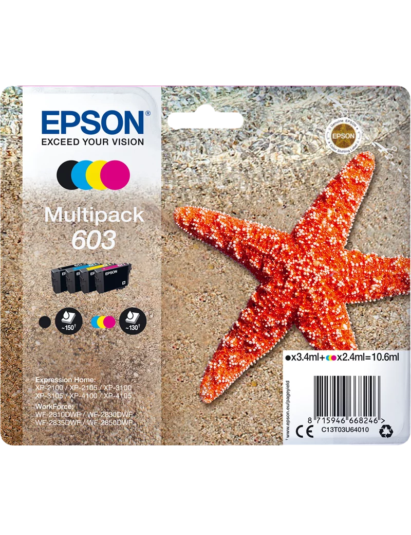Mulltipack Cartucce Originali Epson T03U640 603 (Nero e Colori Conf. 4) Mulltipack Cartucce Originali Epson T03U640 603 (Nero e Colori Conf. 4)