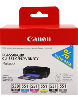 Multipack Cartucce Originali Canon PGI-550 CLI-551 6496B005 (Nero e Colori Conf. 6)
