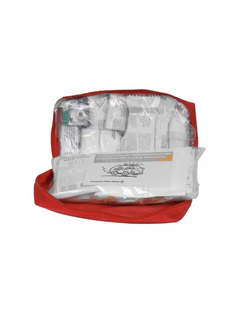 Kit Pronto Soccorso per Auto Soft Bag DIN 13164B PVS - 25x15x7,5 cm - CPS685 (Rosso)