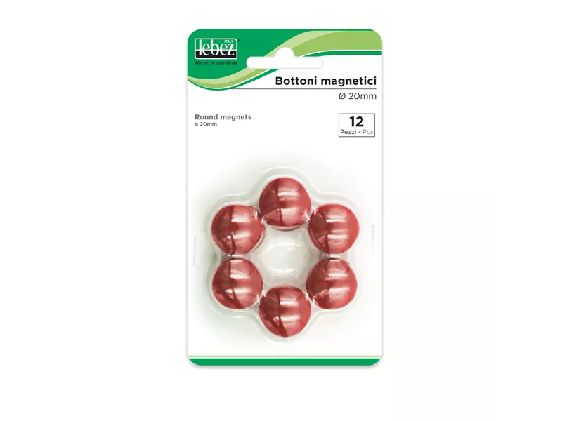 Magneti per Lavagne Lebez - 20 mm - MR-20-N (Rosso Conf. 12)