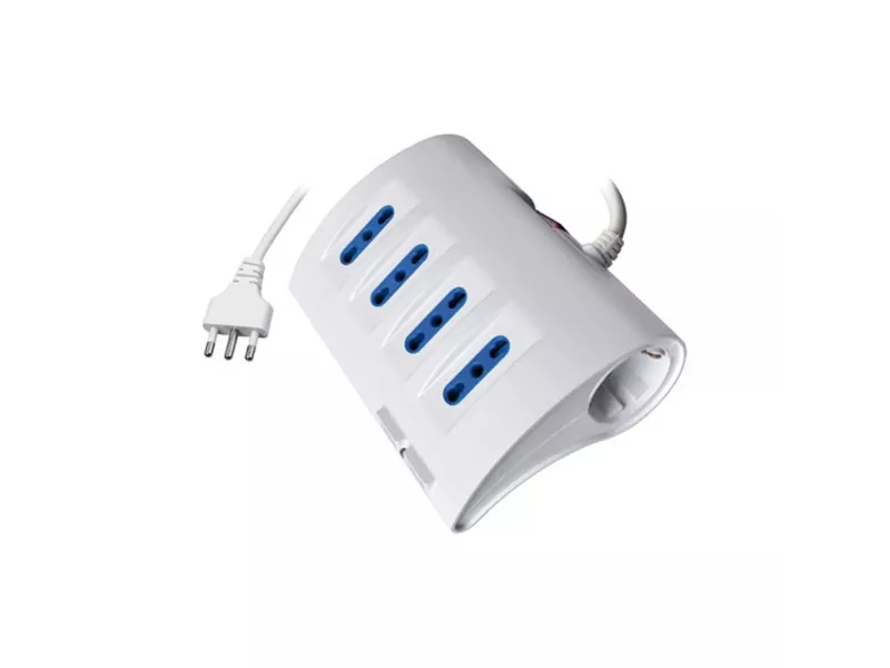 Multipresa con Interruttore da Scrivania MKC - 4 Prese 10A - Schuko Bipasso 10A/16A - 492518075 (Silver)