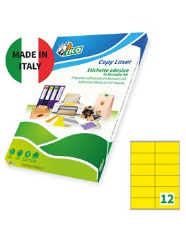 Etichette Adesive Copy Laser Premium Tico - A4 - 105x48 mm - LP4CG-10548 (Giallo Conf. 70)