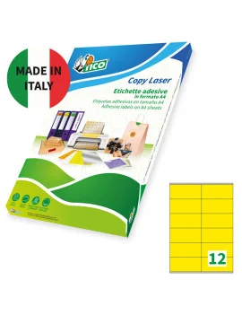 Etichette Adesive Copy Laser Premium Tico - A4 - 105x48 mm - LP4CG-10548 (Giallo Conf. 70)