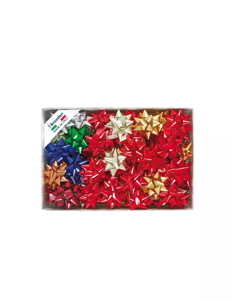 Stelle Adesive per Pacchi Regalo 6870 Brizzolari - 19 mm x 9 cm - 00068400 (Assortiti Metallizzati Conf. 70)