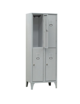 Armadio Spogliatoio in Metallo Fasma - 4 Vani Sovrapposti - 60x50x180 cm - 116S/04/S (Grigio)