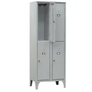 Armadio Spogliatoio in Metallo Fasma - 4 Vani Sovrapposti - 60x50x180 cm - 116S/04/S (Grigio)