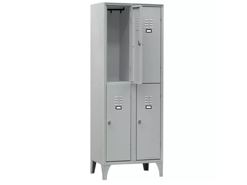 Armadio Spogliatoio in Metallo Fasma - 4 Vani Sovrapposti - 60x50x180 cm - 116S/04/S (Grigio)